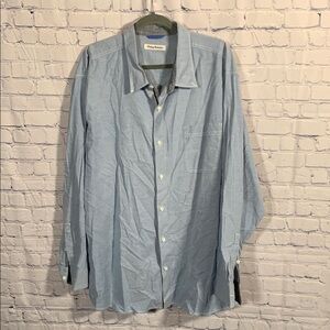 Tommy Bahama Mens Button Down Shirt Blue Size XXXL Business Casual Dress Shirt
